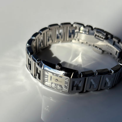 Fendi 1990s Seashell Dial Tank Stainless steel Watch