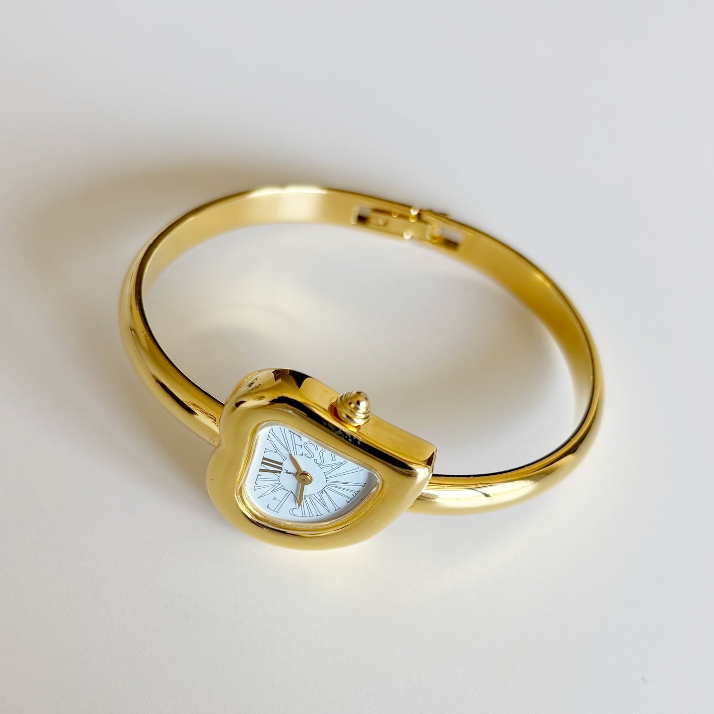Yves Saint Laurent 1990s Heart Shaped Dial Gold Plated Watch