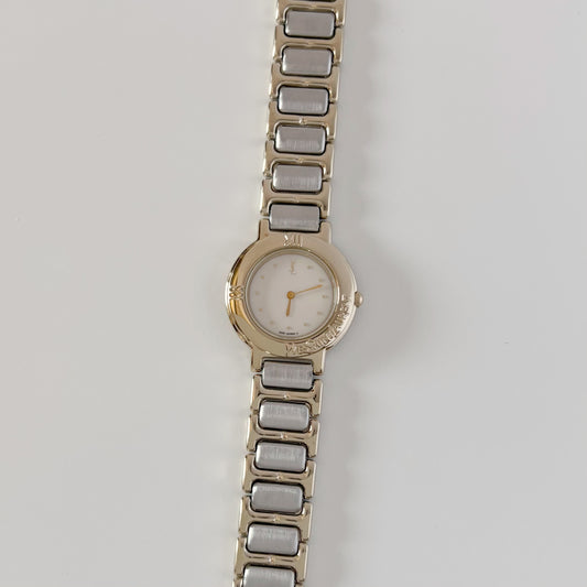 Yves Saint Laurent 1990s Round Dial Two Tone Watch