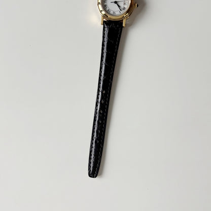 Gucci 1990s Date Round Dial Gold Plated Watch