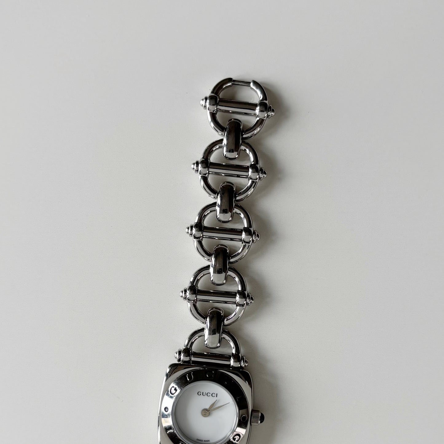 Gucci 1990s White Dial Stainless steel Horsebit Watch