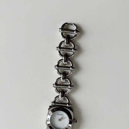 Gucci 1990s White Dial Stainless steel Horsebit Watch
