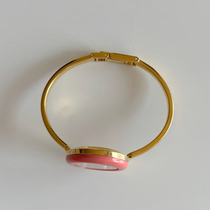 Gucci 1990s Interchangeable Bezel Gold Plated Bangle Watch with 12 bezels, case (Small)