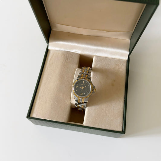 Gucci 1990s Black Dial Two Tone Watch