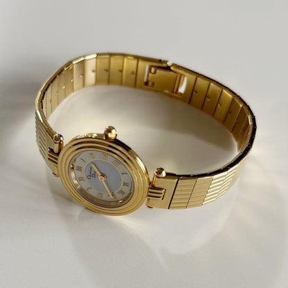 Dior 1990s Round Dial Gold Plated Watch