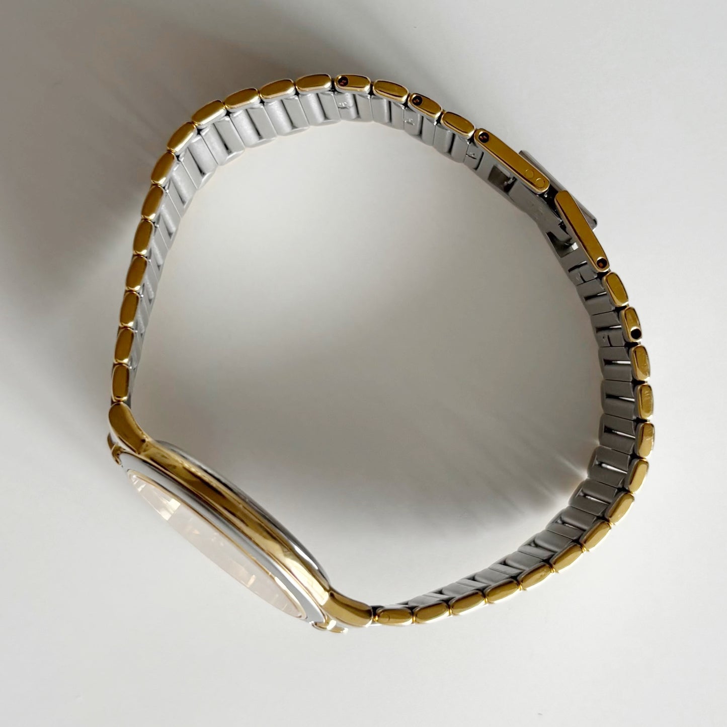 Yves Saint Laurent 1990s Round Dial Gold Plated Two Tone Watch (Large)