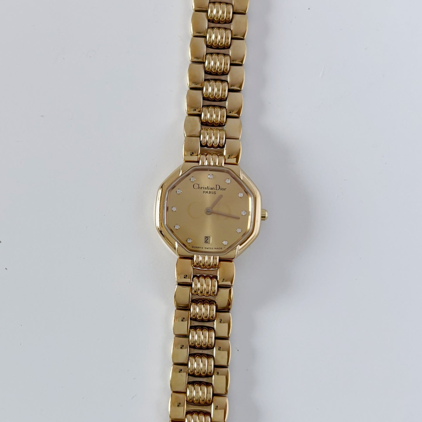 Dior 1990s Octagon Gold Plated Watch
