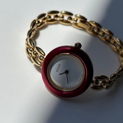 990s Interchangeable Bezel Gold Plated Rice Chain Watch with case, 6 bezels (160mm)
