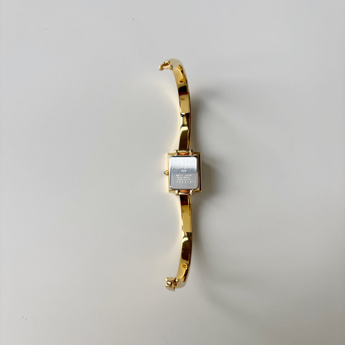 Yves Saint Laurent 1990s Seashell Dial Gold Plated Bangle Watch