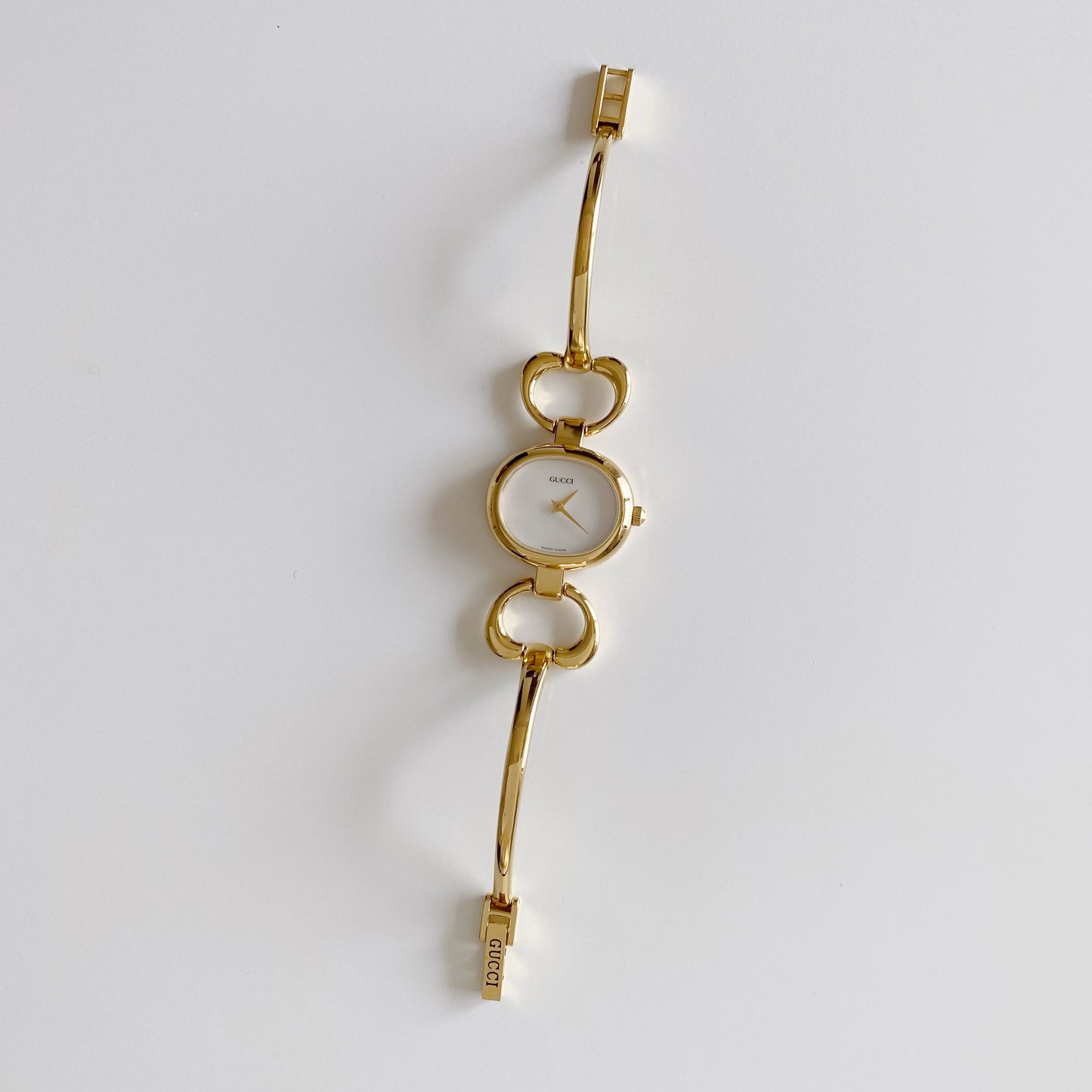 Gucci 1990s Seashell Dial Gold Plated Bangle Watch