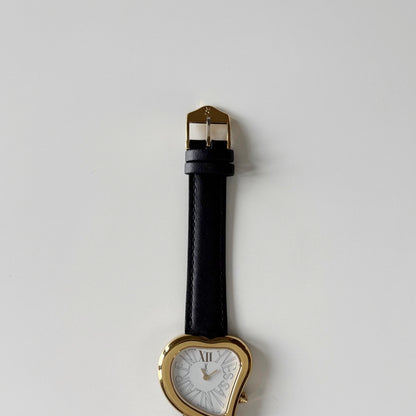 Yves Saint Laurent 1990s Heart Shaped Gold Plated Watch
