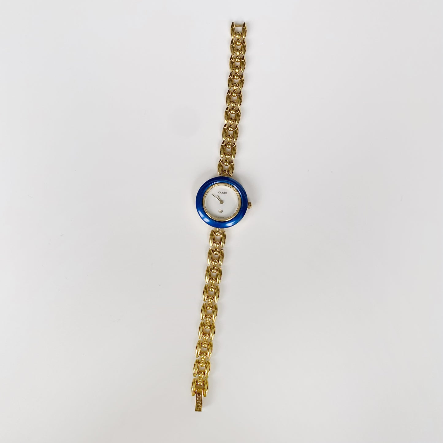 Gucci 1990s Interchangeable Gold Plated Watch with 6 bezels, case