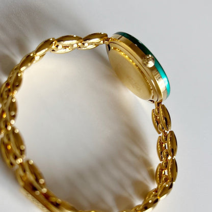 Gucci 1990s Interchangeable Bezel Gold Plated Rice Chain Watch with 6 bezels, case (160mm)