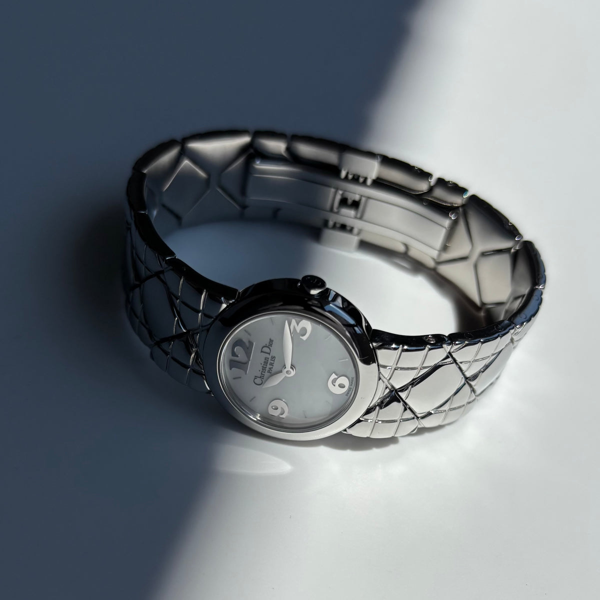 Dior 1990s Seashell Round Dial Stainless Steel Watch