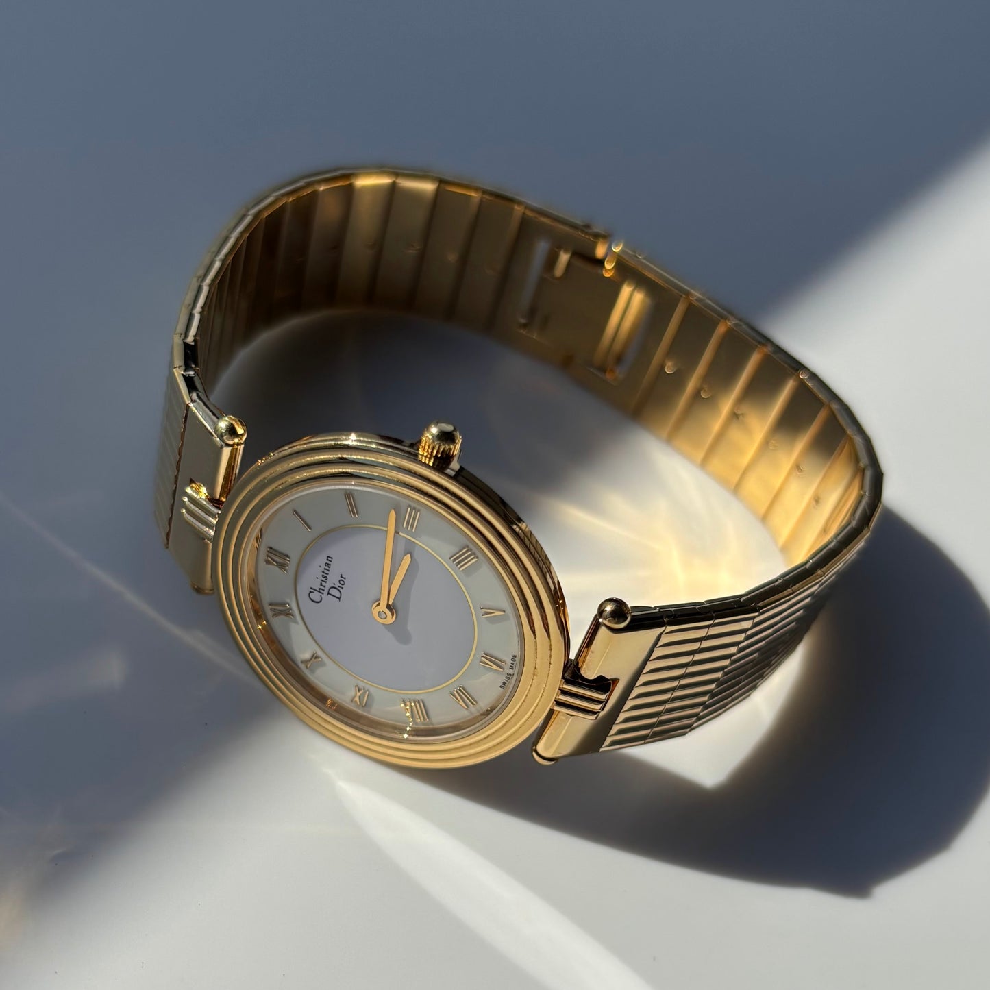 Dior 1990s Round Dial Gold Plated Watch (Large)