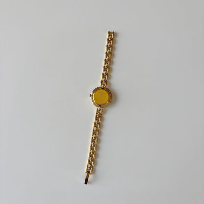 Gucci 1990s Interchangeable Bezel Gold Plated Rice Chain Watch with case, 6 bezels (165mm)