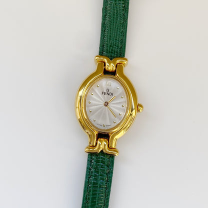 Fendi 1990s Interchangeable Belt Watch with 5 belts, case