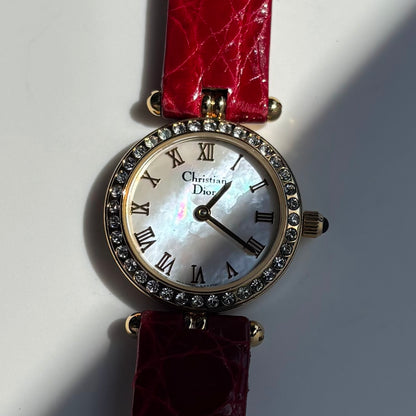 Dior 1990s Seashell Dial Round Dial Gold Plated Watch