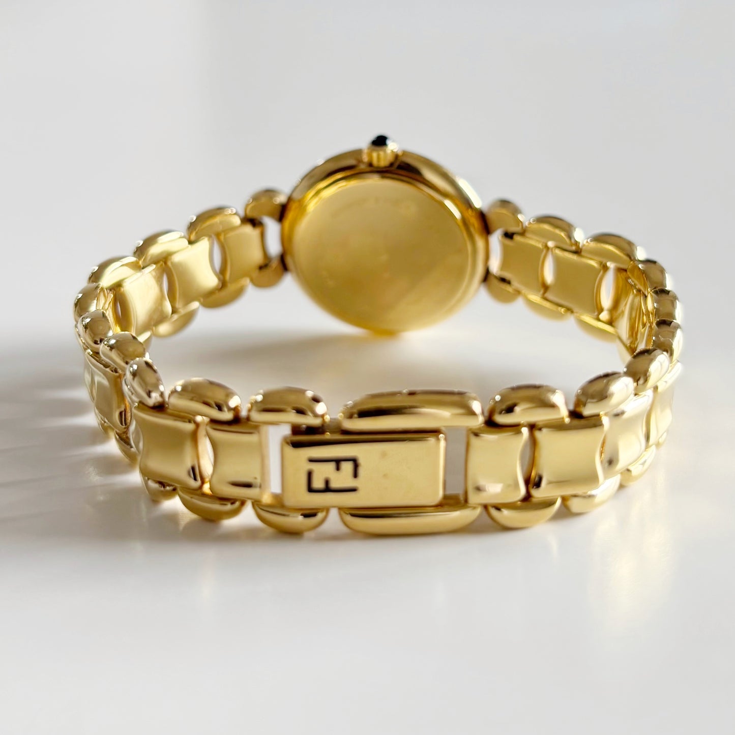 Fendi 1990s Seashell Dial Gold Plated Watch