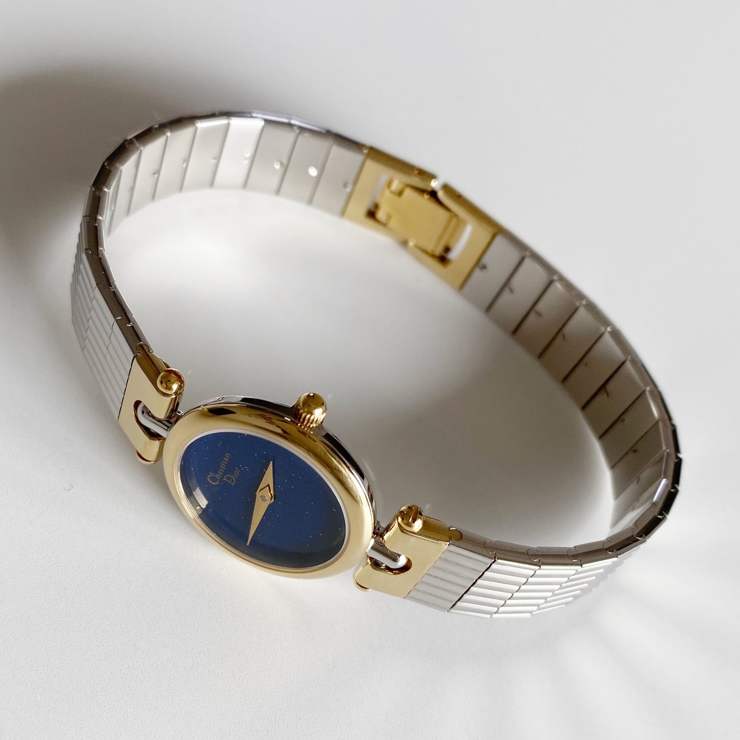 Dior 1990s Navy Dial Gold Plated Two Tone Watch
