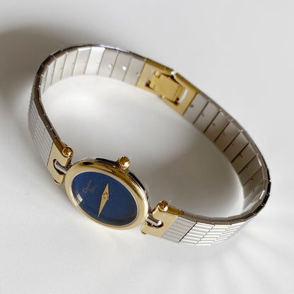 Dior 1990s Navy Dial Gold Plated Two Tone Watch