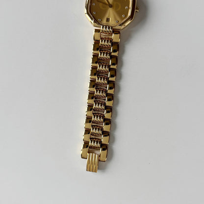 Dior 1990s Octagon Gold Plated Watch