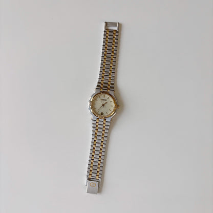 Gucci 1990s Date Round Cream Dial Two Tone Watch (Large)