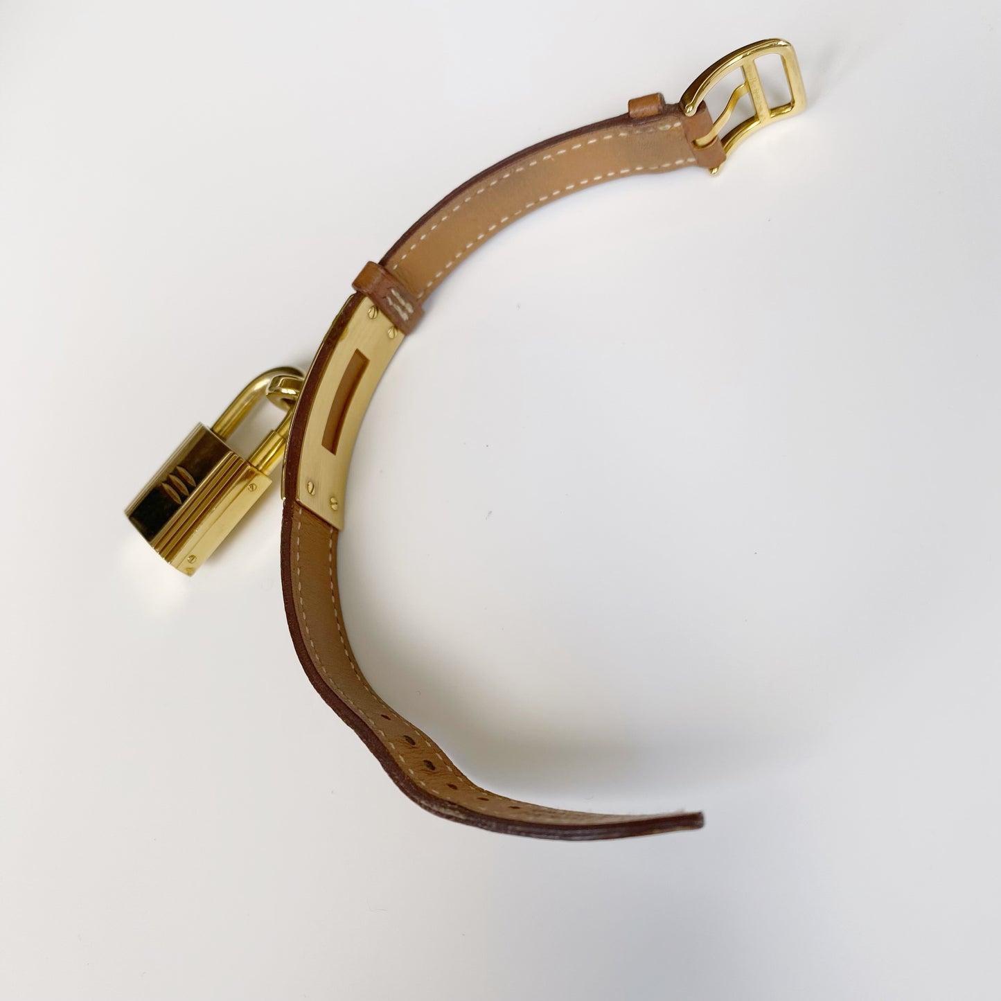 Hermés 1990s Kelly Gold Plated Leather Watch