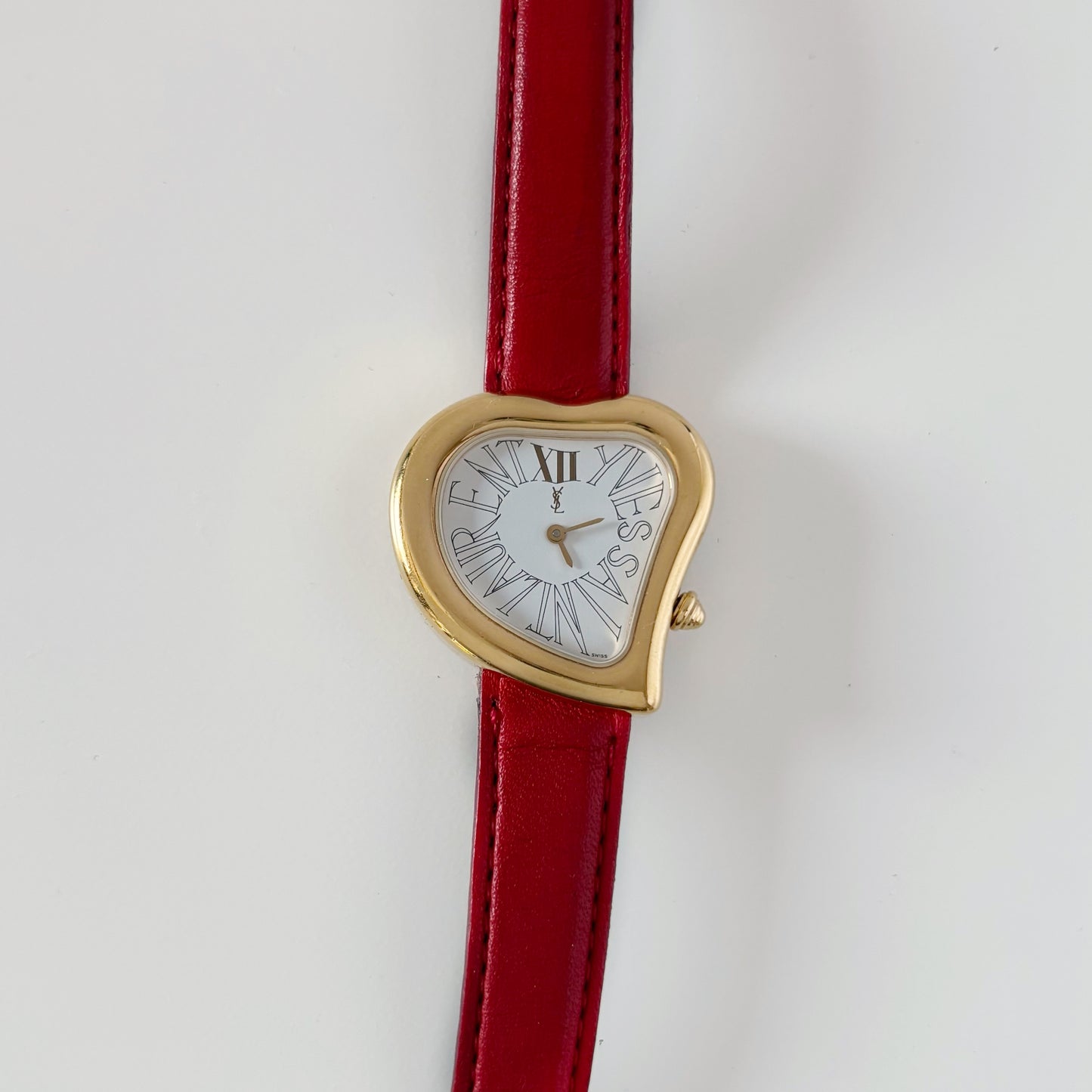 Yves Saint Laurent 1990s Heart shaped Dial Gold Plated Watch