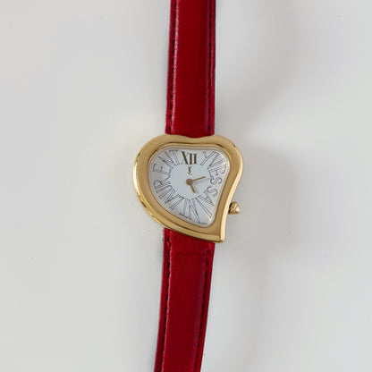 Yves Saint Laurent 1990s Heart shaped Dial Gold Plated Watch