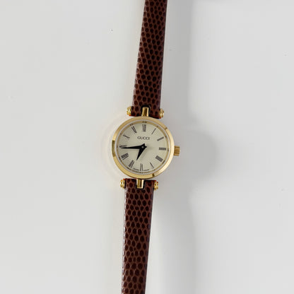 Gucci 1990s Round Dial Gold Plated Watch
