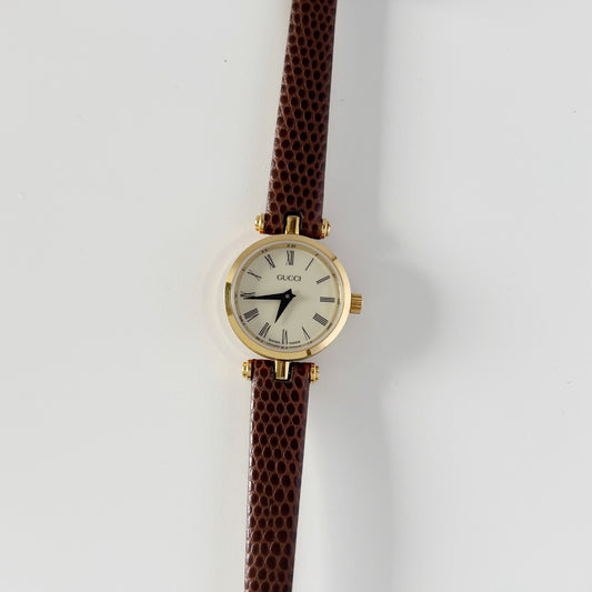 Gucci 1990s Round Dial Gold Plated Watch