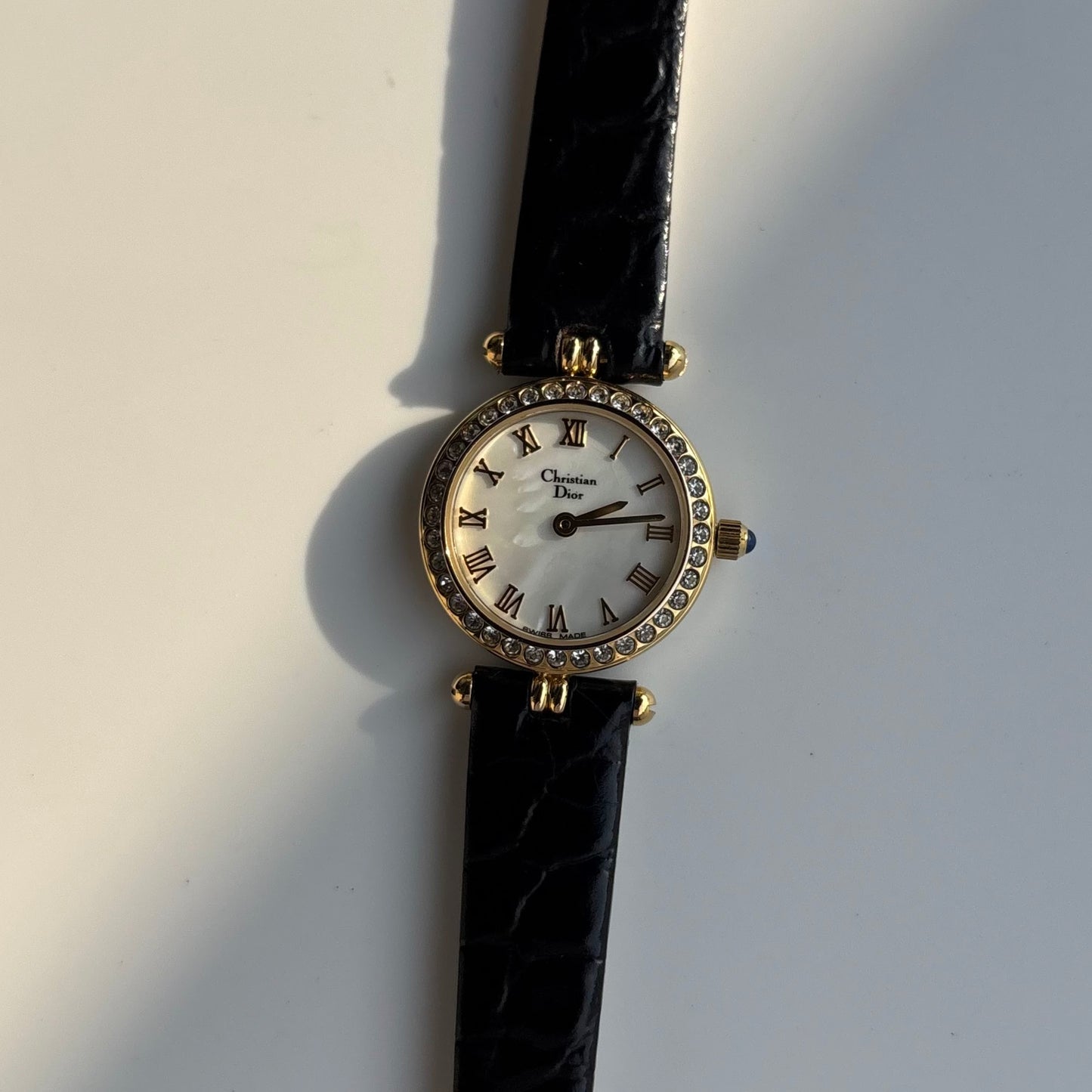Dior 1990s Seashell Dial Gold Plated Watch