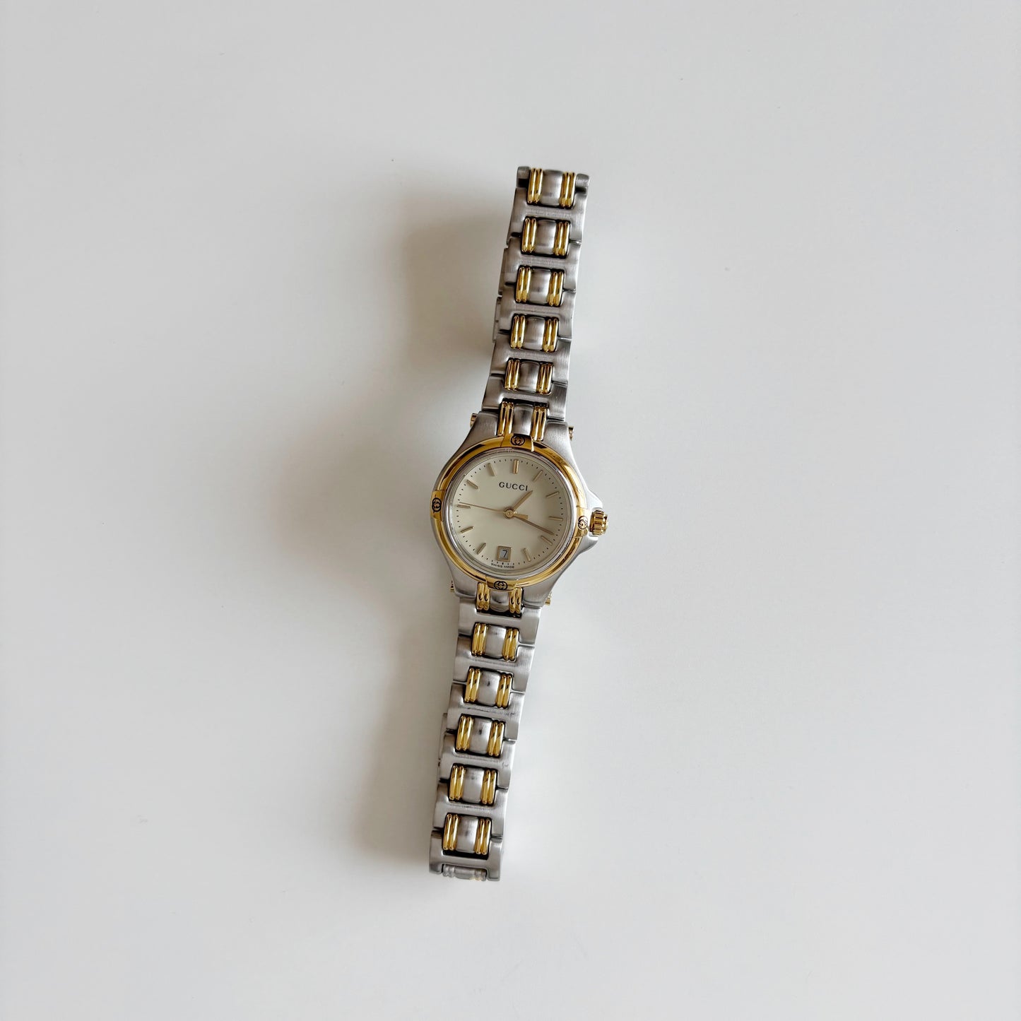 Gucci 1990s Date Gold Plated Two Tone Watch
