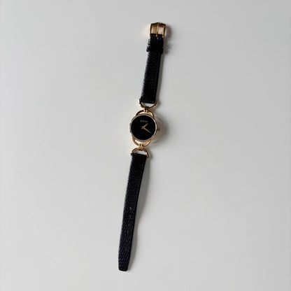 Gucci 1990s Black Dial Horsebit Gold Plated Watch