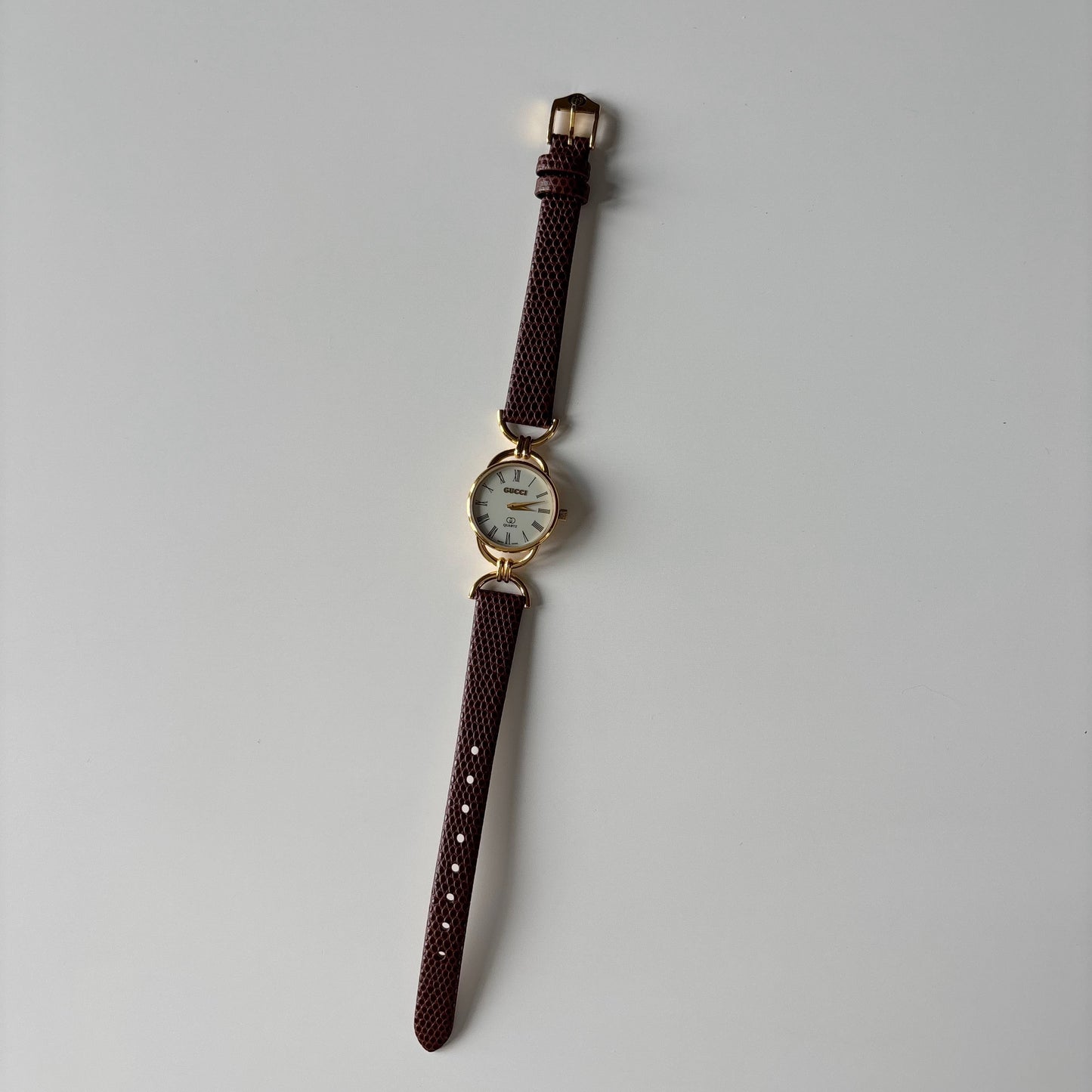 Gucci 1980s Cream Dial Gold Plated Horsebit Watch