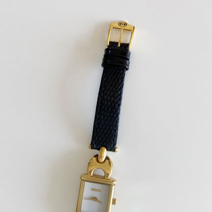 Gucci 1990s Interchangeable Belt Gold Plated Watch with 3 belts, case