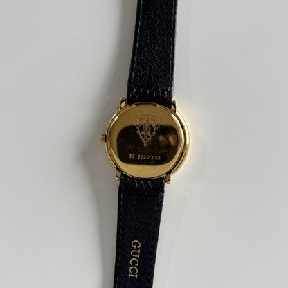 Gucci 1980s Black G Dial Gold Plated Watch (Large)