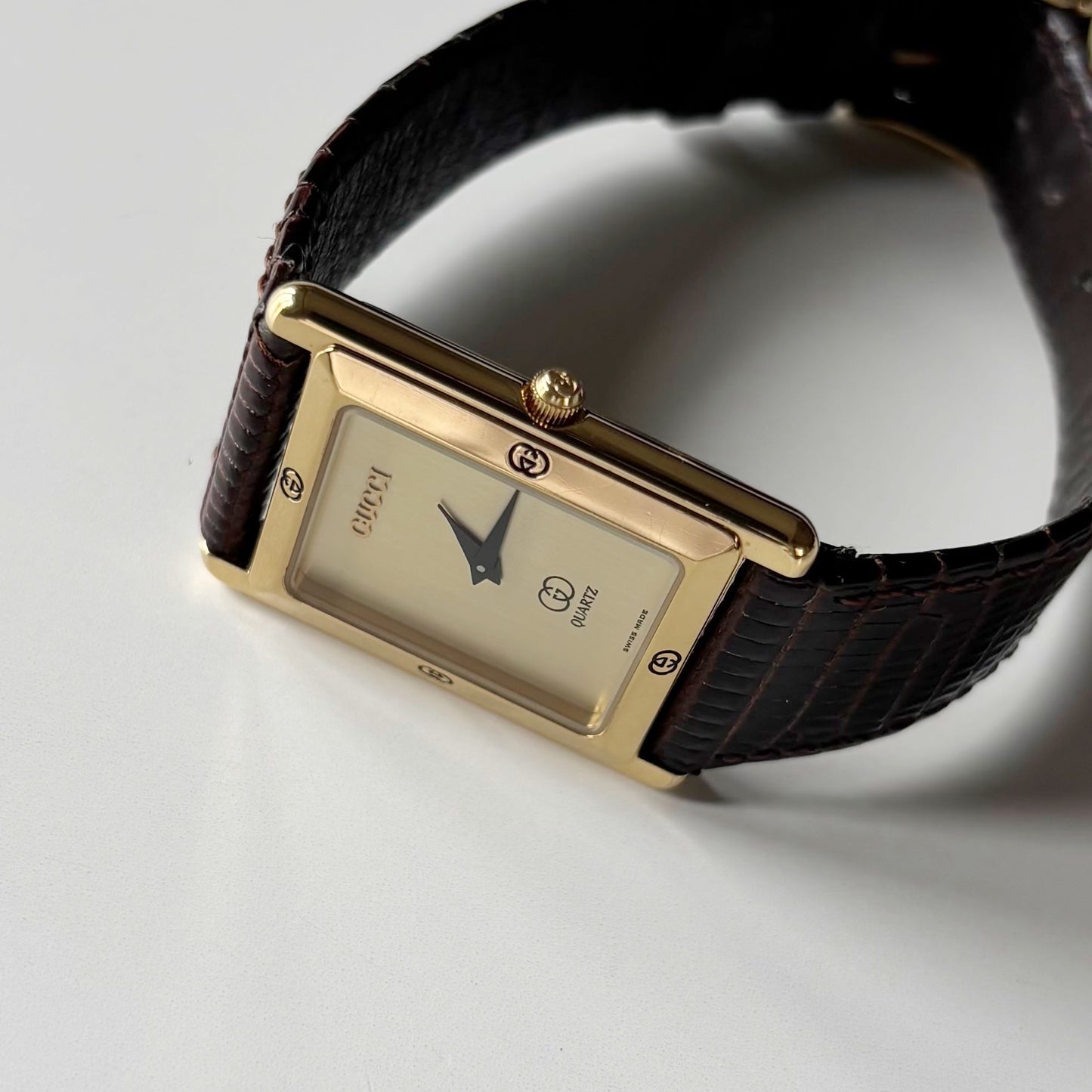 Gucci 1980s Tank Gold Plated Watch (Large)