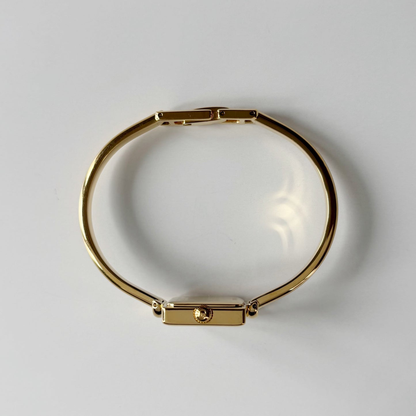 Gucci 1990s Square Dial Gold Plated Bangle Watch