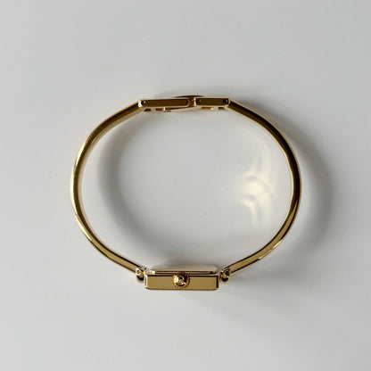 Gucci 1990s Square Dial Gold Plated Bangle Watch