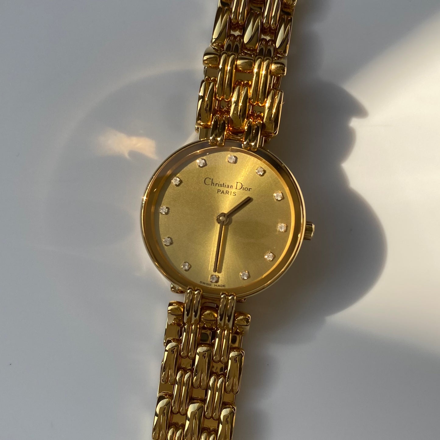 Dior 1990s Bagheera Gold Plated Round Watch