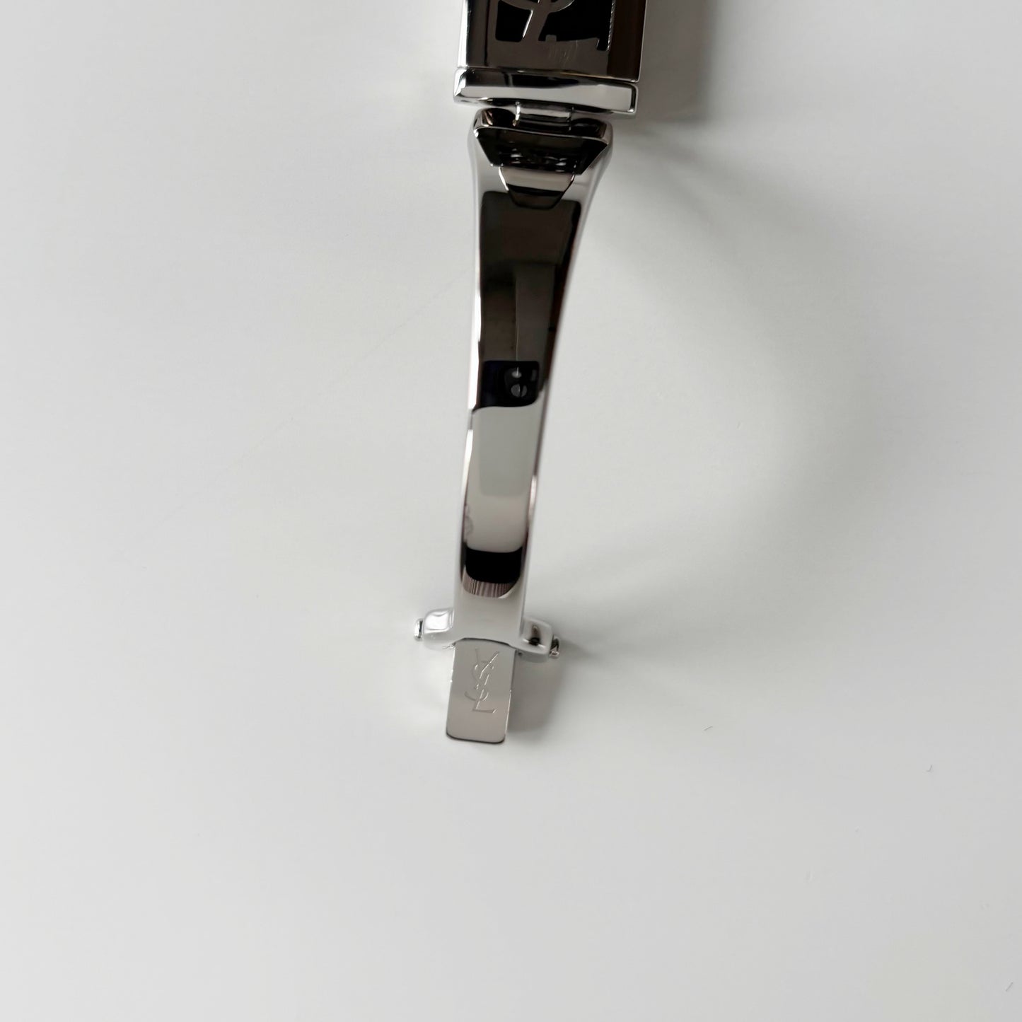 Yves Saint Laurent 1990s Black Dial Silver Bangle Watch