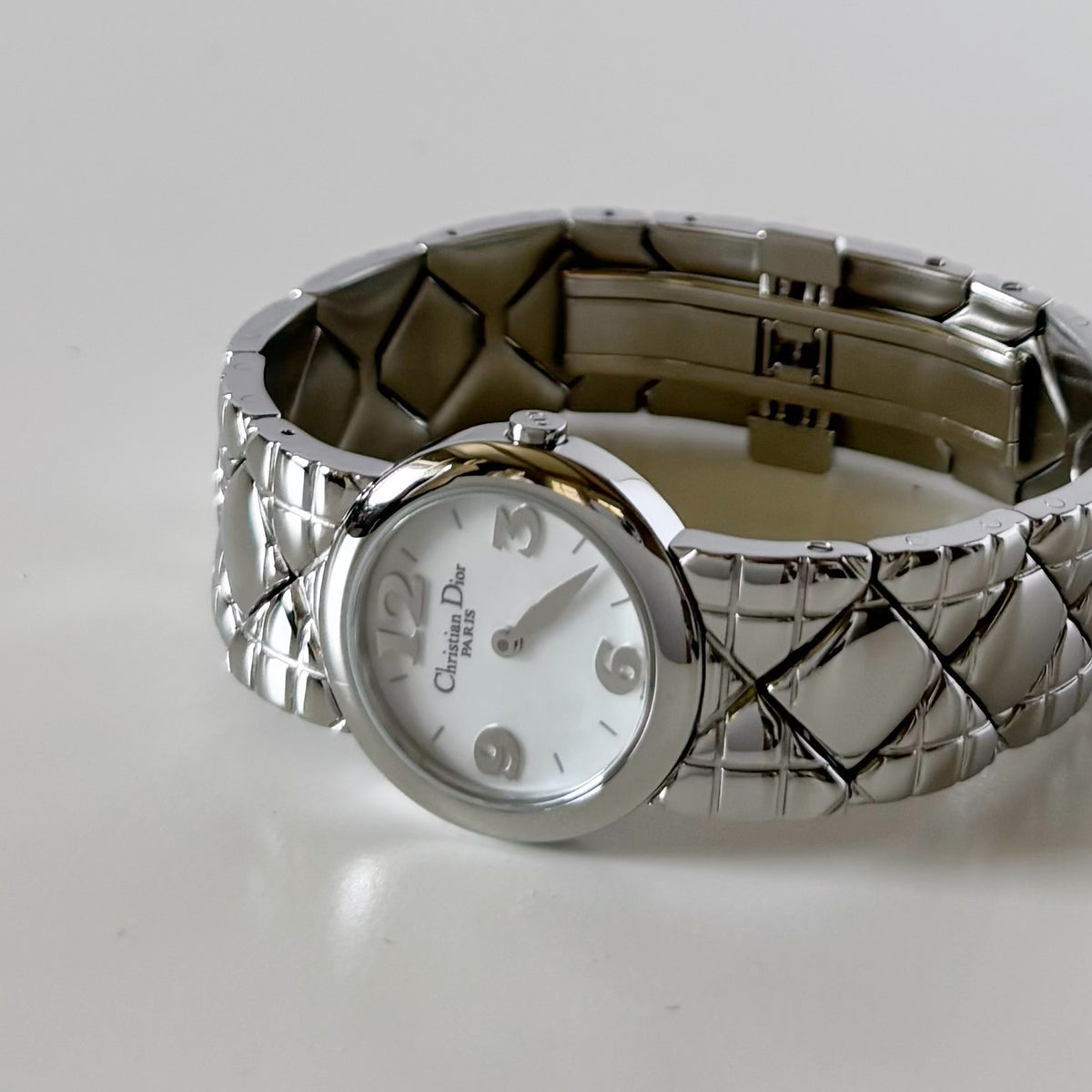Dior 1990s Seashell Round Dial Stainless Steel Watch