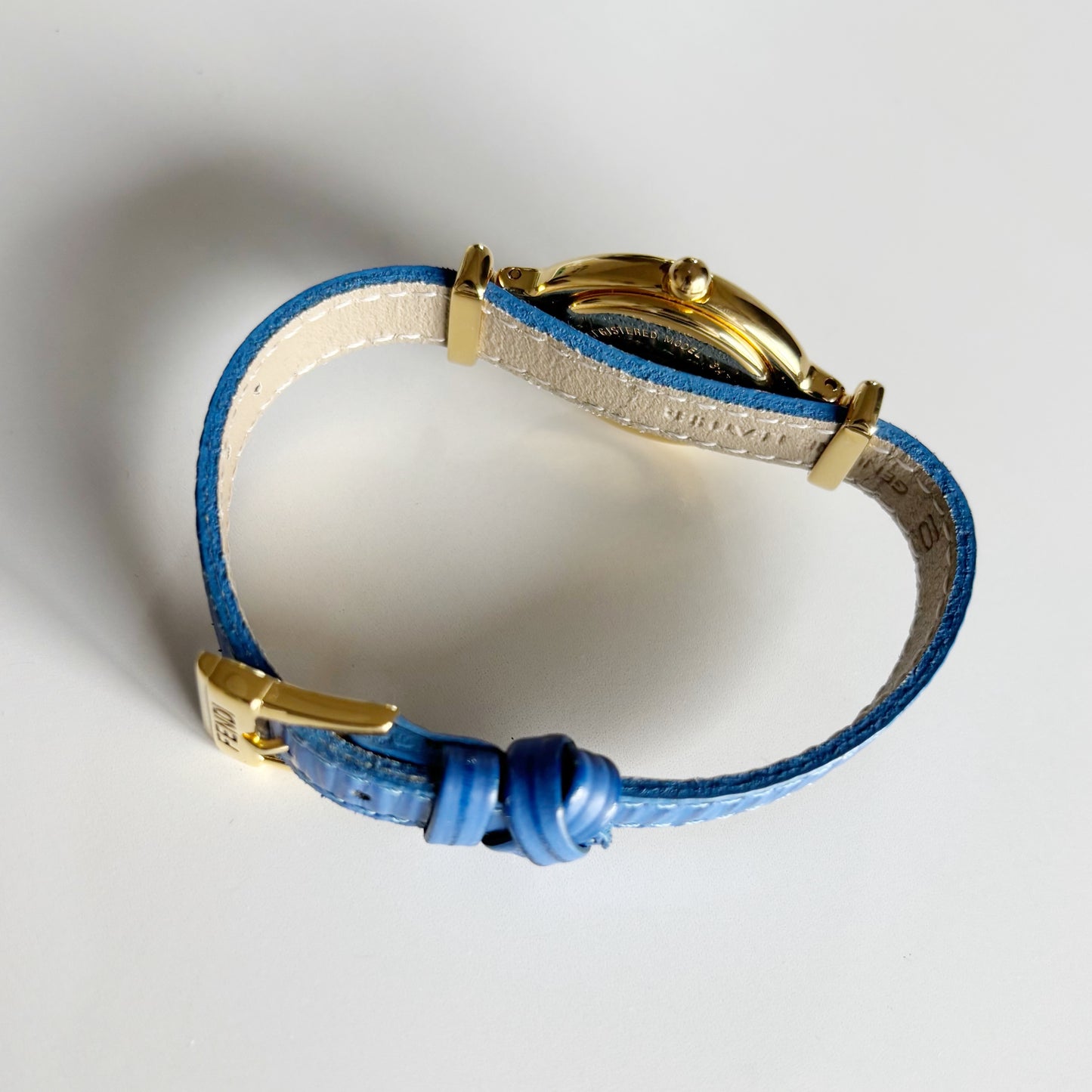 Fendi 1990s Interchangeable Strap Oval Dial Gold Plated Watch with 5 straps, case