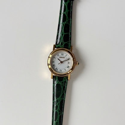 Gucci 1990s Date Round Dial Gold Plated Watch