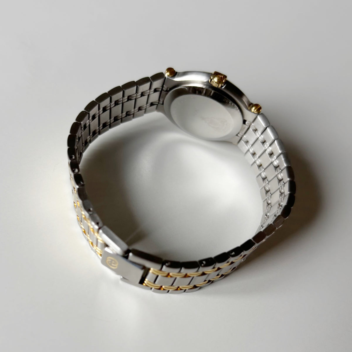 Gucci 1990s Round Dial Gold Plated Two Tone Watch