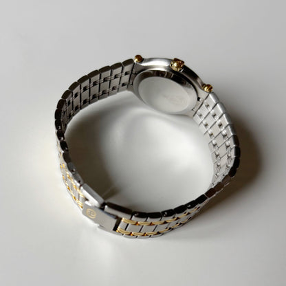 Gucci 1990s Round Dial Gold Plated Two Tone Watch