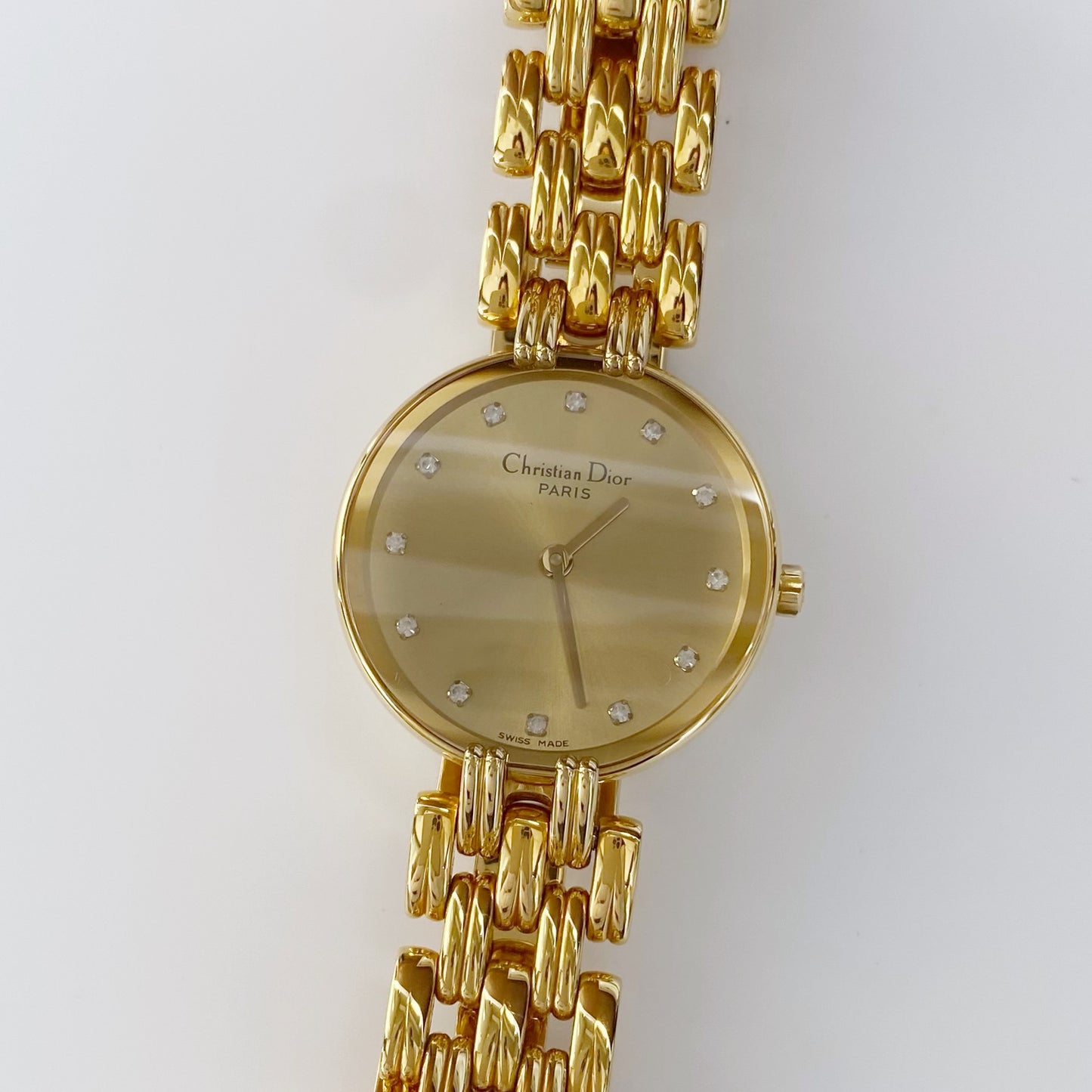 Dior 1990s Bagheera Gold Plated Round Watch