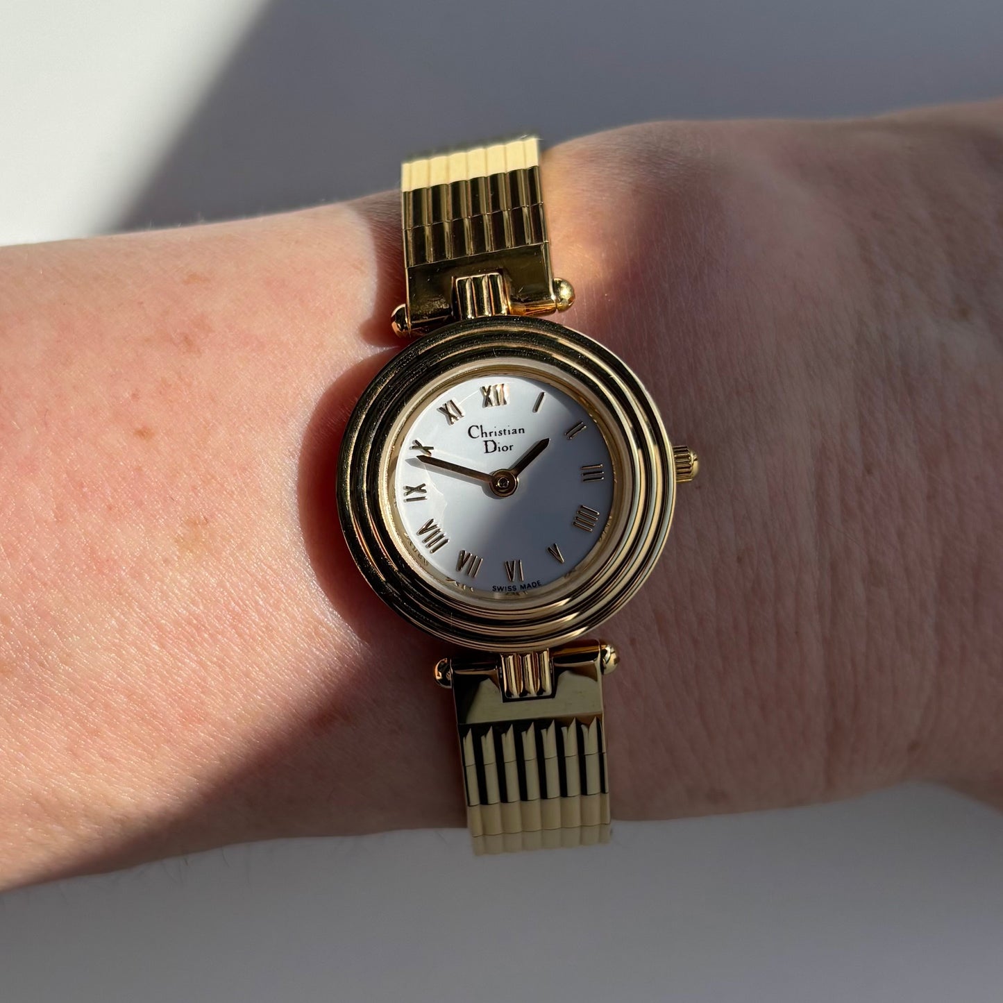 Dior 1990s Round Dial Gold Plated Watch